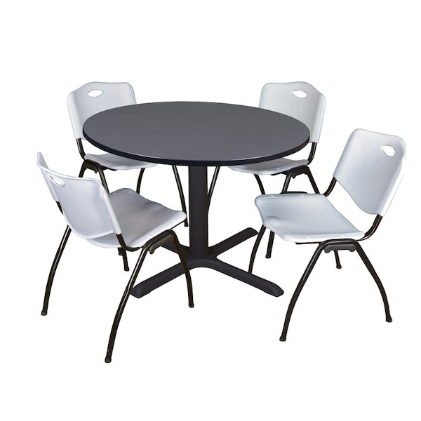 Cain Cain Round Table & Chair Set, Wood, Metal, Plastic Top, Grey TB48RNDGY47GY - main